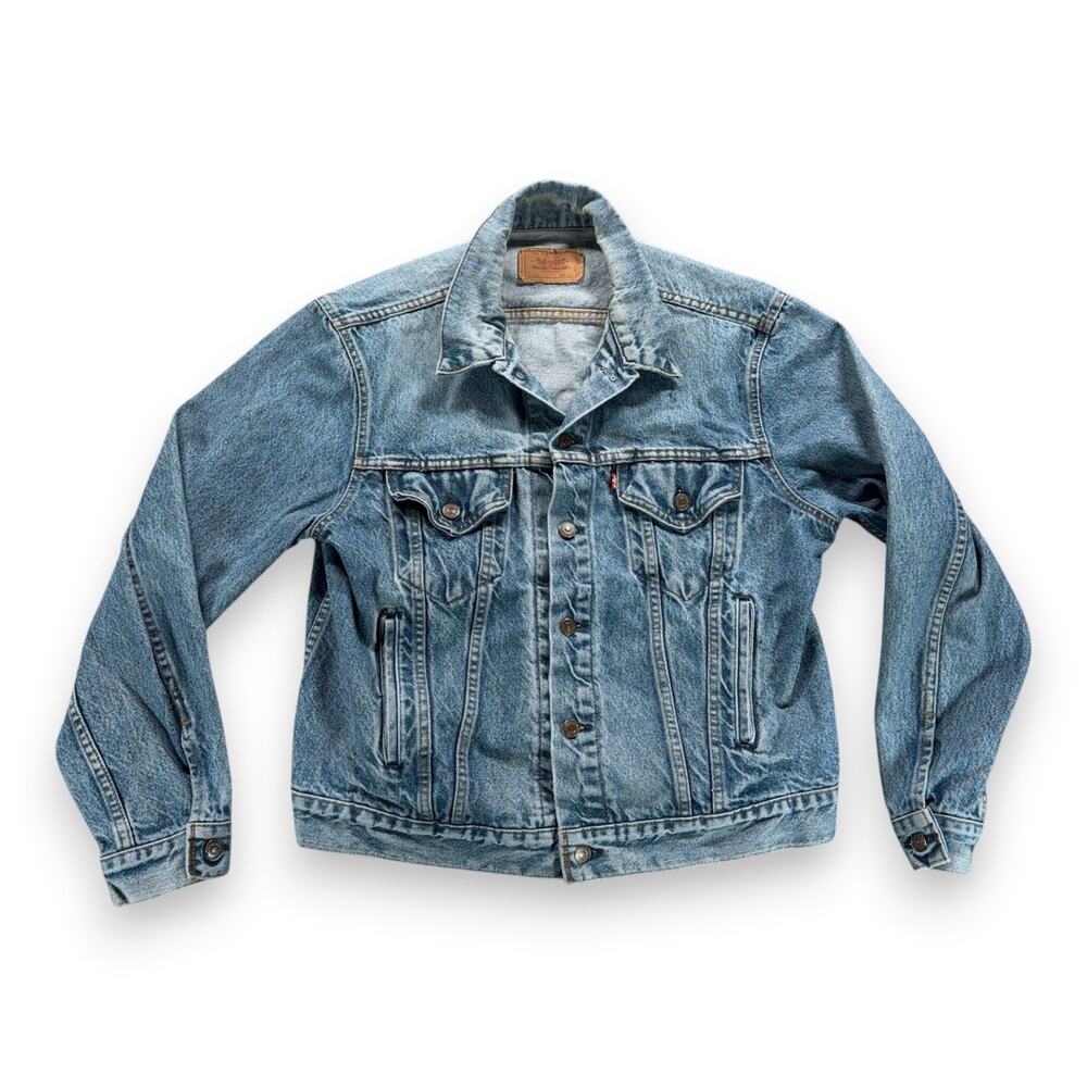 Vintage Levis Jacket Adult MEDIUM 46 Blue Jean Denim Trucker 70506 USA 80s